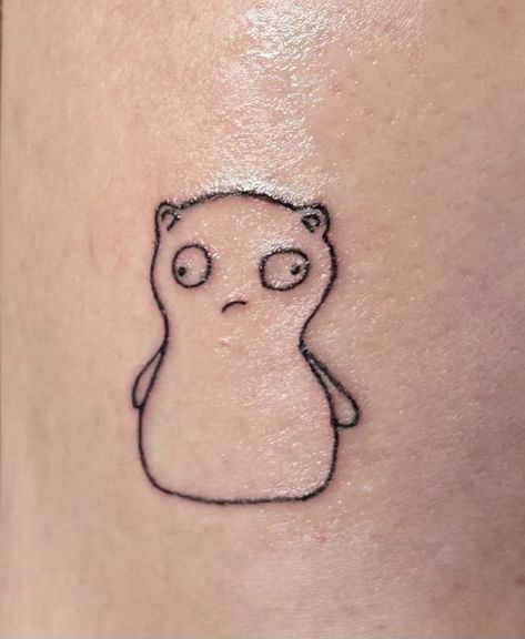 Tattoo of kuchi kopi. Toy of louise Bob Burger Tattoo, Simple Bobs Burgers Tattoo, Louise Bobs Burgers Tattoo, Kuchi Kopi Tattoo, Small Bobs Burgers Tattoo, Bobs Burgers Tattoo Ideas, Bobs Burgers Kuchi Kopi, Bobs Burgers Tattoo, Louise Tattoo