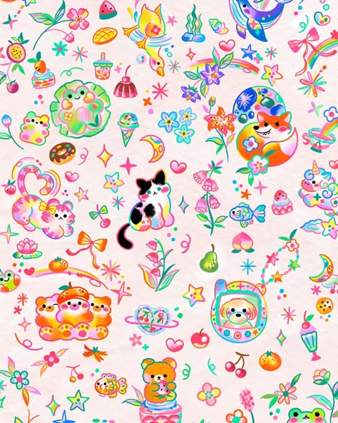 SiS!(시시🎀) (@sisi.lovelove) • Instagram photos and videos Doodlecore Aesthetic, Happy Colorful Aesthetic, Cute Drawing Patterns, Lil Things To Draw, Stickers For Good Notes, Colorful Widgets, Colorful Phone Wallpaper, Cartoons Painting, Smiling Drawing