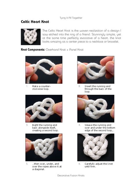 Simpul Pita, Celtic Heart Knot, Decorative Knots, Heart Knot, Knots Diy, Diy Bracelets Tutorials, Knots Tutorial, Celtic Heart, Bracelet Craft Diy