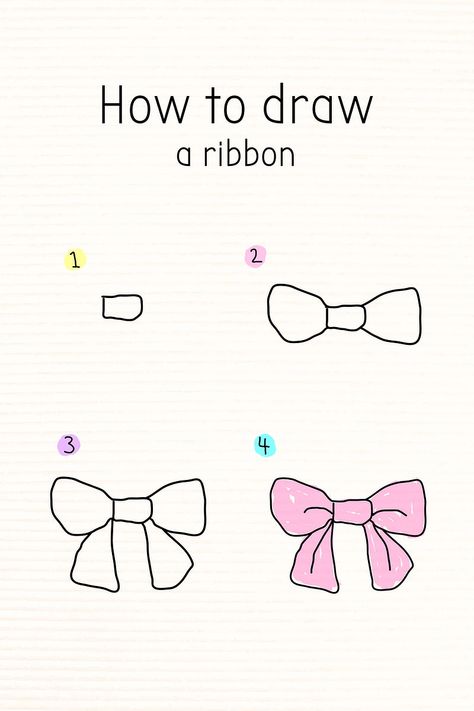 Ribbon Doodle, Magic Doodles, How To Draw Unicorn, Doodles Tutorial, Draw Unicorn, Doodle Tutorial, How To Draw Ribbon, Notebook Mockup, Bow Drawing