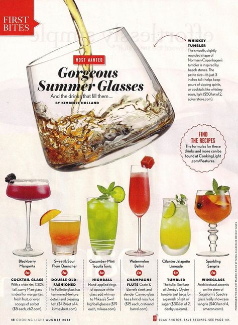 cocktail glasses from Cooking Light magazine Cocktail Magazine Layout, Journalism Layout, Cocktail Magazine, Food And Wine Magazine, Food Layout, Layout Magazine, Cooking Light Magazine, Magazine Recipes, Wine Magazine