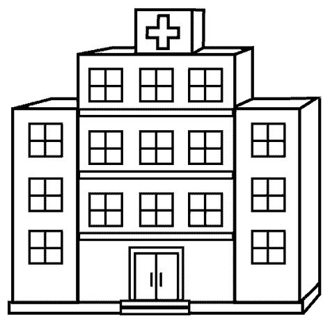 Hospital Coloring Page Hospital Coloring Page, Hospital Black And White, Minecraft Hospital, Hospital Drawing, Community Clipart, Book Hospital, Coloring Pages For Teenagers, Spiderman Coloring, Drawing Lessons For Kids