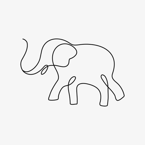 Elephant Tattoo Line Art, Outline Of Elephant Tattoo, Single Line Elephant Tattoo, Safari Tattoo Ideas, Elephant Simple Drawing, Elephant Line Tattoo, Elephant Outline Drawing, Elephant Outline Tattoo, Line Elephant Tattoo