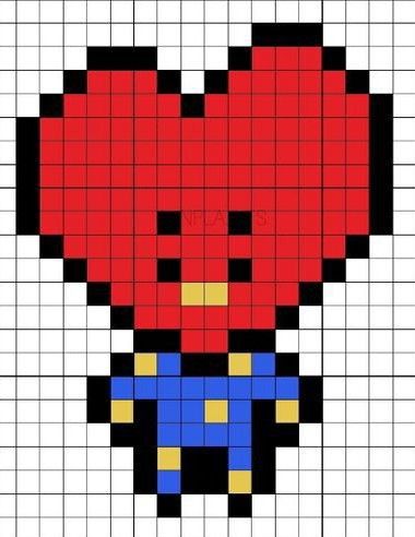 Javiuuuuuu Bts Pixel Art, Kpop Pixel Art, Pixel Art Kpop, Bff Backgrounds For 2 Spongebob, Bt21 Tata, Easy Pixel Art, Bts Bt21, Pixel Drawing, Pixel Crochet