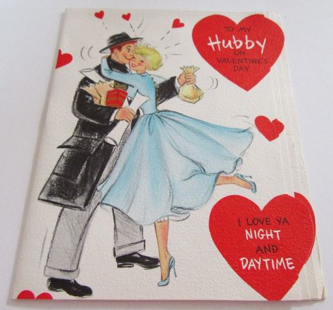 Used Vtg Valentine Card 50s Hallmark Multi Page To My Hubby Cute Retro Couple FOR SALE • $6.50 • See Photos! Money Back Guarantee. card measures 4 3/4" x 5 7/8". Any card order over 10 single cards (United States only) is free shipping. I do reimburse through paypal excessive overages in postage if 182617158801 Man Breakfast, Girl In Dress, Dress Man, Rustic Wall Hangings, Man Cooking, Vintage Valentine Cards, Vintage Valentine, My Funny Valentine, Hallmark Cards