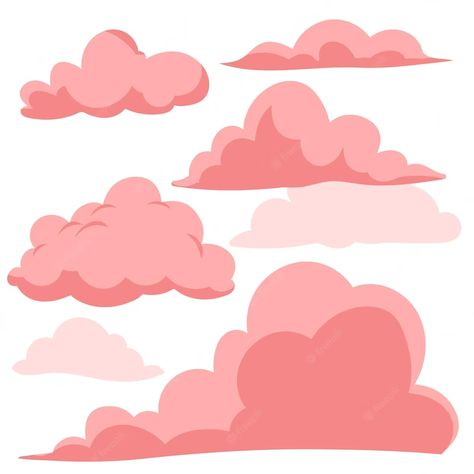 Cloud Illustration, Cloud Stickers, Cloud Vector, Cloud Art, Vector Art Illustration, Pink Clouds, Art Pink, Vector Photo, Colorful Art