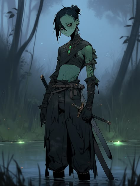 Druid Rogue Dnd, Nonbinary Dnd Character, Dnd Pirate Character Design, Yuan Ti Character Art, Rogue Dnd, Batman Art Drawing, Rogue Character, Yuan Ti, Dnd Character Ideas