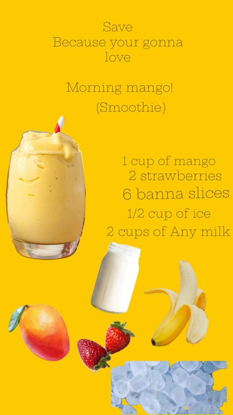 A great tasting smoothie How To Make A Smoothie Without A Blender, Mango Smoothie Recipe Healthy, Mango Smoothie Recipe Easy, Healthy Mango Smoothie Recipes, Easy Mango Smoothie, Clean Habits, Basic Fruit Smoothie Recipe, Braces Hacks, Aesthetic Smoothie