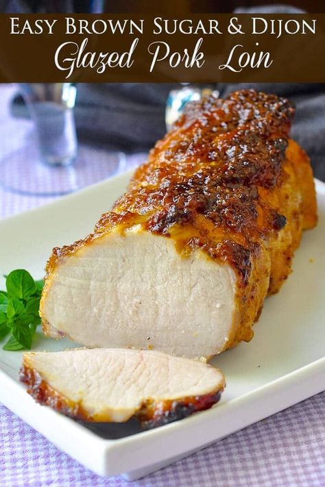 . Porkchops Baked, Dijon Pork Loin, Glazed Pork Loin, Pork Ideas, Glazed Pork, Rock Recipes, Pork Loin Recipes, Fried Green, Pork Glaze