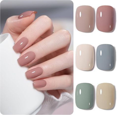 Amazon.com : GAOY Morandi Color Gel Nail Polish of 6 Neutral Colors Including Nude Red White Blue Gel Polish Kit for Salon Gel Manicure and Nail Art DIY at Home : Beauty & Personal Care Nails Autumn 2024 Trends, Gel Nail Set, Nail Shades, Season Nails, Neutral Nail, September Nails, Nude Nail Designs, Cute Nails For Fall, Seasonal Nails