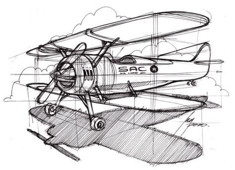 Airplane Design Sketch, Aircraft Drawing, Airplane Sketch, Room Sketch, Plane Drawing, Pencil Drawings Of Flowers, Airplane Drawing, Airplane Art, Object Drawing