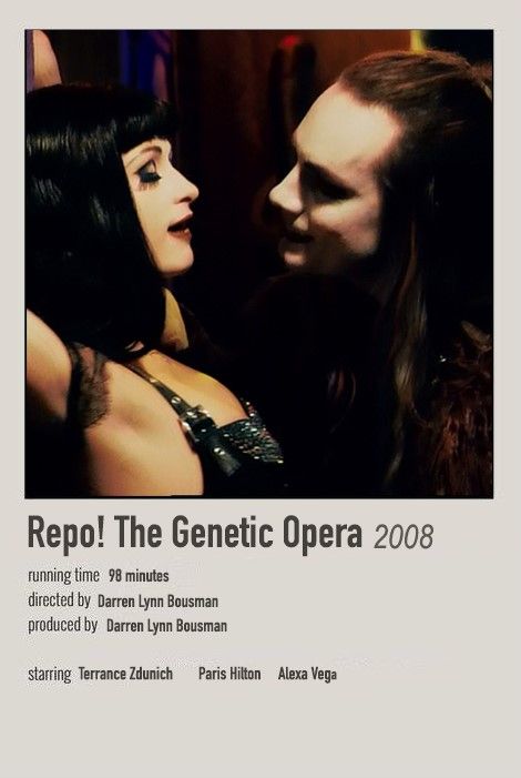 Repo! The Genetic Opera Minimalist Polaroid Poster shows a rock opera horror movie Repo The Genetic Opera Poster, The Genetic Opera, Repo The Genetic Opera Amber Sweet, Repo The Genetic Opera Aesthetic, Graverobber Repo Opera, Repo Man The Genetic Opera, Emo Night, Repo The Genetic Opera, Amber Sweet