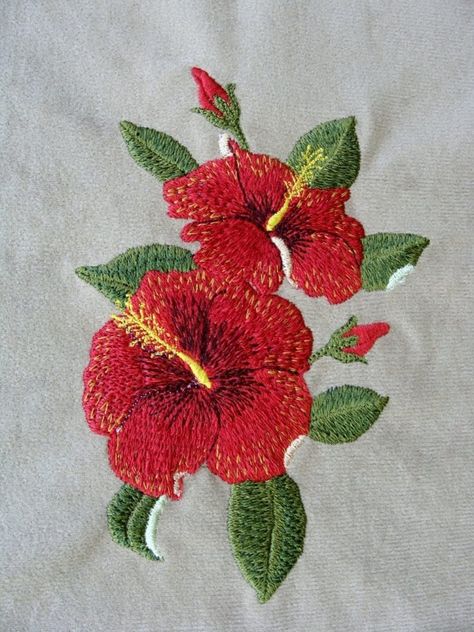 Double Hibiscus, Floral Machine Embroidery Designs, Brazilian Embroidery Stitches, Embroidery Kimono, Flower Machine Embroidery Designs, Brazilian Embroidery, Embroidery Flowers Pattern, Japanese Embroidery, Machine Embroidery Applique