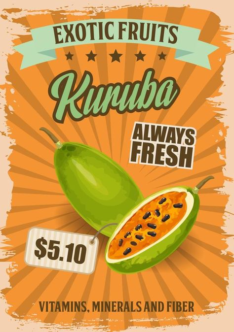 Kuruba or curuba exotic fruit, banana passionfruit Fruit Ads, Banana Passionfruit, Fruit Banana, Banana Fruit, Exotic Fruit, Passion Fruit, Vector Icons, Mood Board, Vitamins