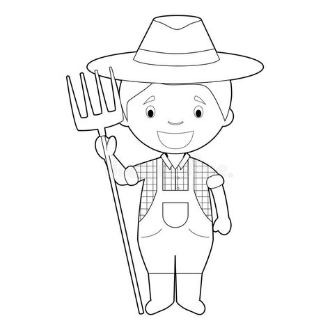 Farmer Coloring Pages, Farmer Drawing Sketch, Farmer Drawing Easy, Farmer Clipart, Farmer Drawing, Series Illustration, Reading Comprehension For Kids, School Kids Crafts, Pink Wallpaper Hello Kitty