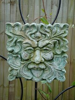 green man Guiseppe Arcimboldo, Green Man Sculpture, Decorative Stone Wall, Garden Wall Plaque, Celtic Green, Sandstone Color, Garden Plaques, Wood Spirit, Decorative Wall Plaques