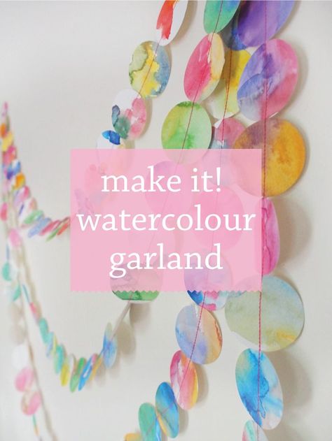 Watercolor Garland Diy Garland Paper, Watercolour Heart, Watercolor Classroom, Watercolor Party, Garland Diy, Pom Pom Garland, Diy Garland, Pretty Designs, Art Party