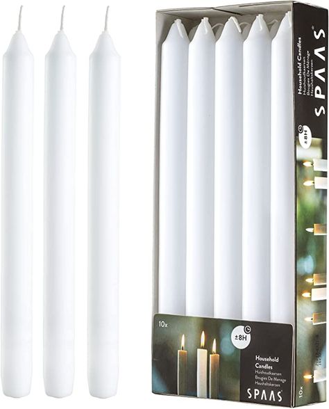 White Taper Candles, Dripless Candles, White Candle Sticks, Tall Candlesticks, Burning Candles, Elegant Candles, Tall Candle, Outdoor Candles, Garden Candles