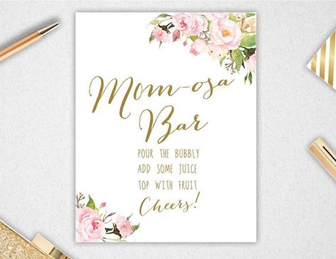 Mom-osa Bar Sign // INSTANT DOWNLOAD // 8x10 // 11x14 // Baby Shower // Printable // #PBP85 Mom Osa Bar Sign, Engagement Brunch, Bubbly Bar Sign, Mom-osa Bar Sign, Paper Bear, Mom-osa Bar, Bridal Shower Tags, Yogurt Bar, Bubbly Bar