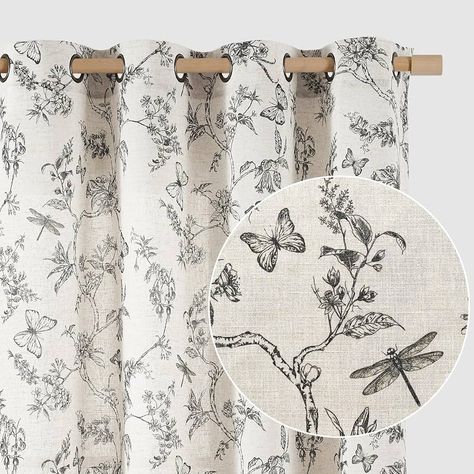 Amazon.com: Lazzzy Linen Farmhouse Curtains Blue Floral Curtains 63 Inch Length Drapes for Living Room Bedroom Pattern Light Filtering Country Vintage Curtain Grommet Top, 2 Panels, Blue on Beige : Home & Kitchen Blue Floral Curtains, Kitchen Curtains And Valances, Small Sunroom, Curtains Blue, Sheer Linen Curtains, Decorative Curtain Rods, Drapes For Living Room, Long Drapes, Farmhouse Curtains