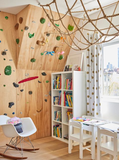 Emma Straub's Brooklyn Family Home Is a Book Lover's Dream | Cup of Jo Tall White Bookcase, Kids Playroom Design, Emma Straub, Girls Reading Nook, Playroom Design Ideas, Children's Bedroom Ideas, Climbing Walls, Cup Of Jo, Minnesota Home