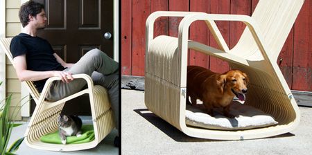 Wooden rocking chair designed by Paul Kweton for people and their pets. Pet Friendly Furniture, Cat Furniture Design, Living With Cats, Cat Furniture Diy, Cat Room, Cool Chairs, Cat Diy, Cat Furniture, Pet Furniture