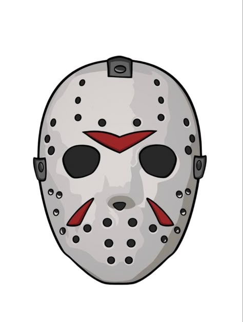 Halloween Hockey Mask, Hockey Mask Drawing, Jason Painted Pumpkin, Jason Voorhees Painting Canvas, Jason Voorhees Drawing Easy, Horror Character Painting, Jason Pumpkin Painting, Jason Painting Canvas, Jason Drawing Friday The 13th