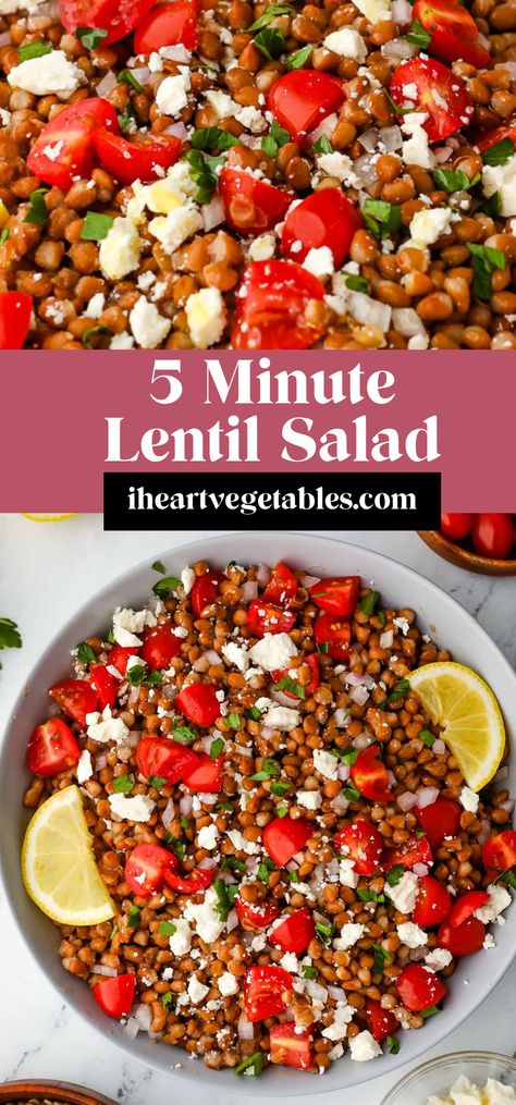 High Protein Vegetarian Side Dishes, High Protein Lentil Salad, Ww Lentil Recipes, Can Of Lentils Recipe, Healthy Lentil Salad, Easy Lentil Salad, Red Lentil Salad Recipes, Summer Lentil Salad, Recipes With Lentils Healthy