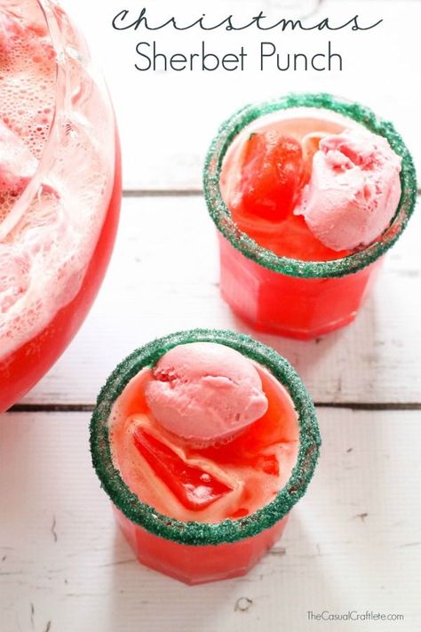 The Holidays aren’t complete without a punch recipe.  This Christmas Sherbet Punch is the ultimate punch recipe and is so decadent, it could even be dessert!  #punch #christmaspunch #partypunch #sherbetpunch Christmas Sherbet Punch, Nonalcoholic Drink, Party Punches, Sherbet Punch, Christmas Punch Recipes, Holiday Bar, Punch Drinks, Holiday Punch, Christmas Punch