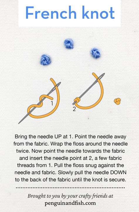 French Knot Cross Stitch, How To Tie A French Knot, How To Make A French Knot In Embroidery, How To French Knot, Embroidery Cute Simple, How To French Knot Embroidery, How To Do A French Knot Embroidery, Embroidery How To Step By Step, How To Embroider Flowers Step By Step