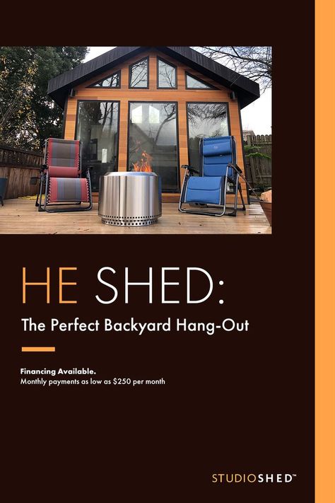 Backyard Sheds Hangout, Backyard Man Cave, Shed Backyard, He Shed, Shed Man Cave, Backyard Hangout, Studio Shed, Backyard Studio, Perfect Backyard