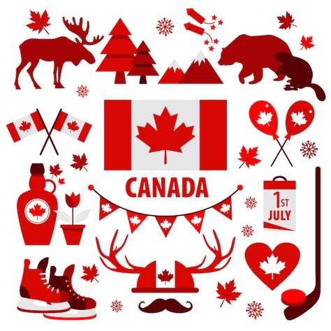 Canadian Flag Art, Canada Day Flag, Canada For Kids, Canadian Symbols, Canada Day Crafts, Canada Project, Canada Day Party, About Canada, Travel Clipart