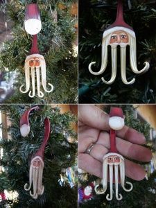 Fork Santa Ornament, Silverware Ornaments Diy, Fork Art Old Silverware, Old Silverware Crafts, What To Do With Old Silverware, Crafts With Silverware, Crafts With Spoons, Fork Animals, Old Silverware Ideas Diy Projects