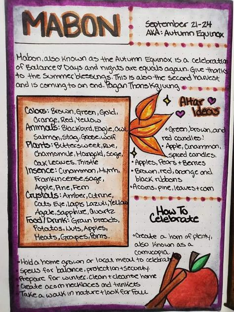 Mabon Book Of Shadows Page, Mabon Grimoire Pages, Mabon Pagan Holiday, Samhain Grimoire Page, Wicca Holidays, Pagan Holidays, Wiccan Sabbats, Wiccan Magic, Witch Spirituality