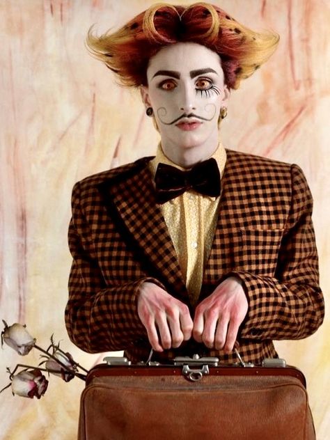 Drag King Makeup, Pierrot Clown, Drag Make-up, Drag King, Drag Makeup, Male Makeup, A Clown, Clown Makeup, Arte Inspo