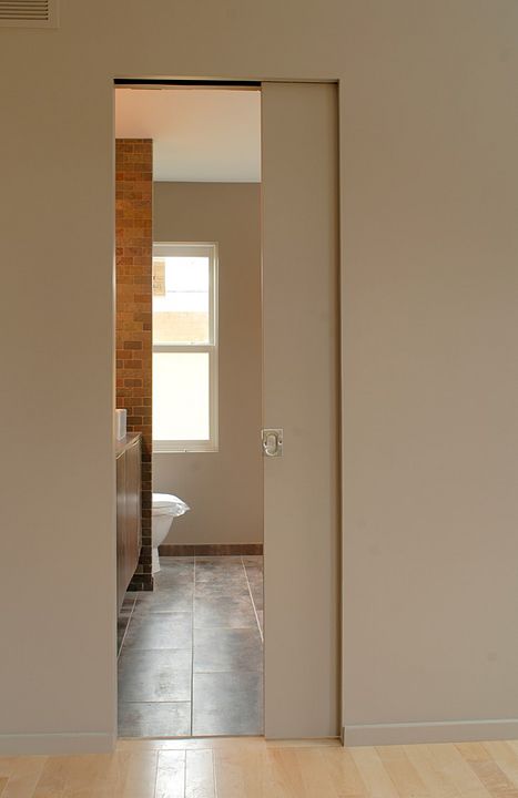 Bathroom Pocket Door Ideas, Bathroom Sliding Door Ideas, Pocket Door Bathroom, Modern Pocket Doors, Ensuite Layout, Pocket Doors Bathroom, Bathroom Sliding Door, Sliding Bathroom Door, Sliding Bathroom Doors