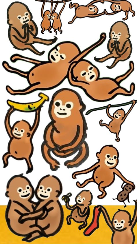 #vibes #art #monkey #funny #cute #drawing #drawings #homely #banana #yellow #brown #vine #swing Monkey Funny, Banana Yellow, Cute Drawing, Vibes Art, Funny Cute, Vines, Yellow, Drawings, Funny