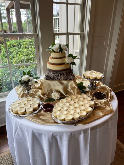 Grooms Cheesecake Table, Wedding And Grooms Cake Table, Groom Cheesecake Ideas, Stacked Cheesecake Wedding, Cheesecake Tier Cake, Grooms Cheesecake Table Ideas, Wedding Cheesecakes Tiered, Wedding Cake With Cheesecake, Wedding Cheesecake Ideas Beautiful