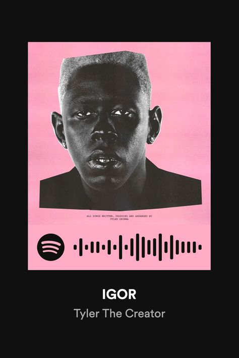 spotify code for igor by tyler the creator ♡ Tyler The Creator Songs, Are We Still Friends, Tyler The Creator Wallpaper, Running Out Of Time, Music Poster Ideas, Spotify Code, Lily Painting, Music Collage, Artist Wall