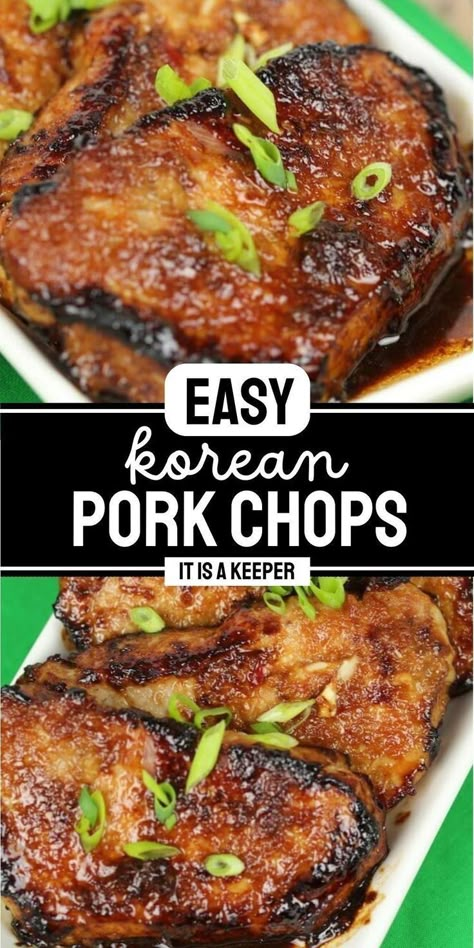 These Korean pork chops are quick, easy, and ready in 30 minutes for a dinner idea that is perfect for your family! The flavorful marinade is the star of the dish and adds an incredible spicy flavor. It's a family-friendly meal that also makes great leftovers! Korean Pork Chops, Pork Chop Marinade Recipes, Asian Pork Chops, Dinner Sandwich, Boneless Pork Chop Recipes, Korean Pork, Marinated Pork Chops, Pork Chop Dinner, Delicious Slow Cooker Recipes