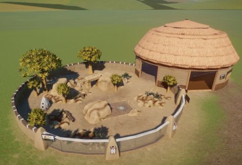 Planet Zoo Platypus Habitat, Planet Zoo Meerkat Habitat, Planet Zoo Fennec Fox Habitat, Planet Zoo Exhibit Ideas, Zoo Planet Ideas, Planet Zoo Restaurant, Planet Zoo Africa, Meerkat Habitat, Minecraft Zoo Exhibits