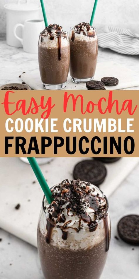 Diy Mocha Cookie Crumble Frappe, Homemade Mocha Cookie Crumble Frappuccino, How To Make Copycat Starbucks Drinks, Starbucks Mocha Cookie Crumble Frappuccino Recipe, At Home Starbucks Frappuccino, Starbucks Mocha Cookie Crumble Recipe, Starbucks Cookie Crumble Frappuccino, Starbucks Cookie Crumble, Oreo Frappe Recipe