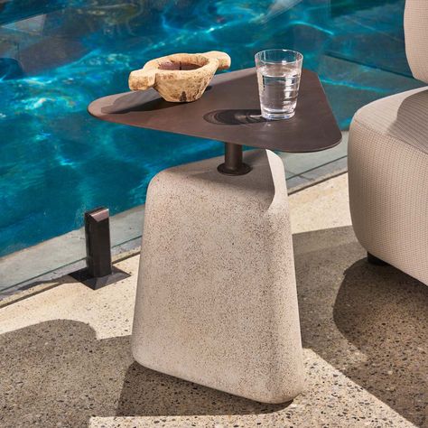 Introducing the Alto Outdoor Side Table in natural & black. A sleek and stylish addition to any outdoor space. This modern table boasts a simplistic elegance. Swipe Left >> #horgans #creative #living #outdoor #outdoorlife #outdoorliving #designliving #sydney #melbourne #australia #australiandesign #relax #sun #home #homedesign #homedecor #homestaging #sydneyproperty #melbourneproperty #styling #stylish #stylist #photoshoot #luxuryhomes #horganslifestyle Stylist Photoshoot, Pool Side Bar, Concrete Outdoor Table, Coffee Shop Design, Outdoor Side Table, Metal Side Table, Furniture Side Tables, Bedroom Furniture For Sale, Creative Living