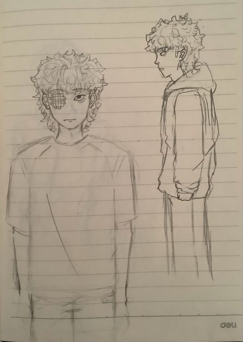 Curly Mullet Drawing, Profile Drawing, Oc Character, Curly Mullet, Gave Up, Side Profile, Human Anatomy, His Hands, Drawing Ideas