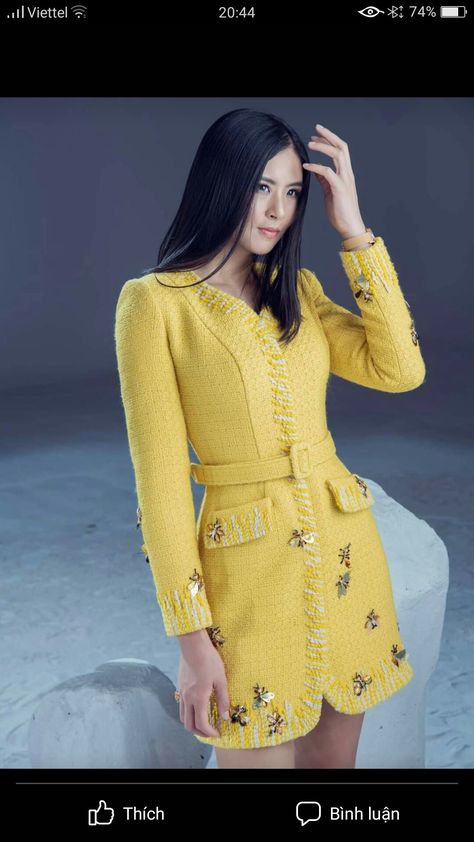 Luxury Fall Tweed Dress For Women, Yellow Tweed Outfit, Yellow Tweed Dress, Luxury A-line Tweed Dress For Spring, Balmain Tweed Dress, Tweed Fashion, Stylish Clothes For Women, Stylish Dress Designs, Casual Work Outfits