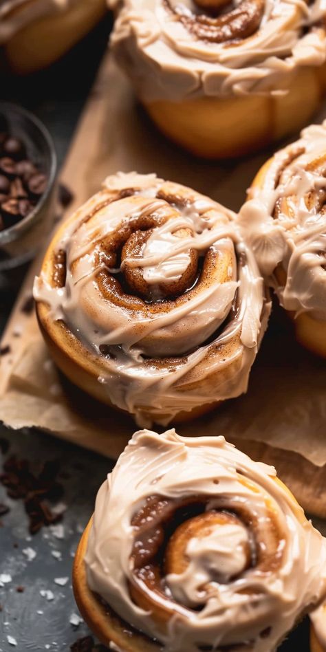 Coffee Cinnamon Rolls [145 Minutes] - Chasety Essen, Coffee Frosting, Widget Wallpaper, Cinnamon Roll Dough, Active Dry Yeast, Milk And Sugar, Healthier Options, Cozy Mornings, Cinnamon Swirl