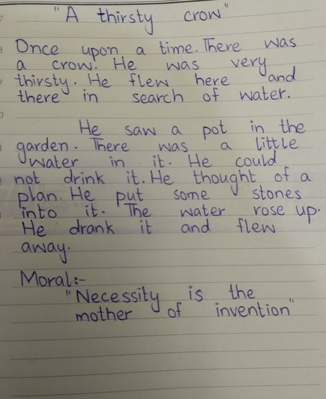 A thirsty crow story for grade one. Easy story for kids . Necessity is the mother of invention. A Thirsty Crow Story, Necessity Is The Mother Of Invention, Thirsty Crow Story For Kids, Thirsty Crow Story Pictures, Crow Story, Thirsty Crow, Body Parts For Kids, Small Stories For Kids, Beautiful Moon Pictures