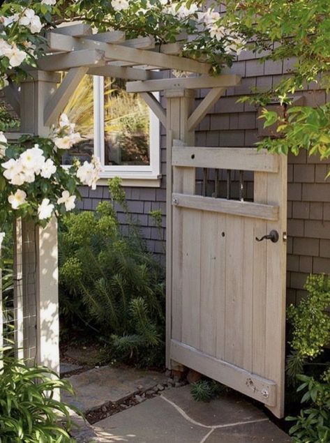 ♥ Backyard Door, Backyard Gates, Wooden Arbor, Garden Gate Design, Pergola Diy, Creative Garden Decor, Garden Arbor, Landscape Designs, The Secret Garden