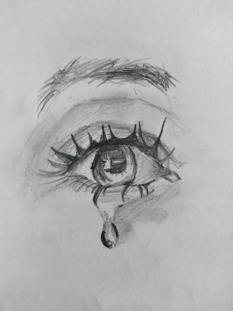 Pencil sketch of a teary eye Teary Eye Sketch, How To Draw A Teary Eye, Teary Eyes Drawing Sketches, Deep Meaning Doodles, Deep Meaning Sketches Pencil, Crying Sketching, Teary Eyes Reference, How To Draw Crying Eyes, Deep Meaning Sketches