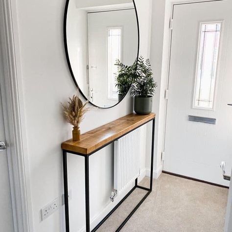 Table Decorations Entryway, Modern Small Hallway, Entryway Table Narrow, Narrow Hallway Console Table, Small Entryway Console Table, Narrow Hallway Mirror, Narrow Hallway Entry, Narrow Hallway Decorating Entrance, Small House Entryway